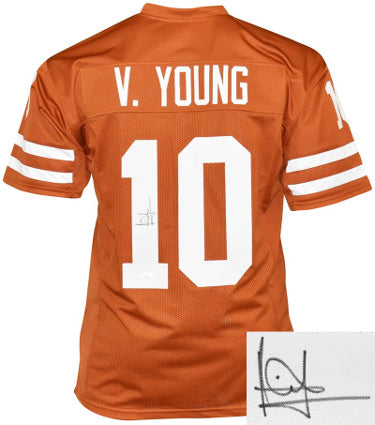 Vince Young Autographed Texas Orange TB Custom Stitched College Football Jersey XL- JSA Witnessed-Powers Sports Memorabilia