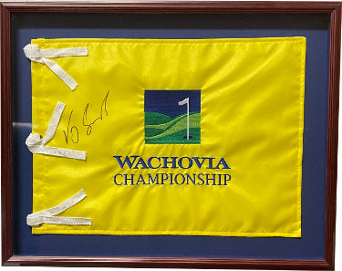 Vijay Singh Autographed 2005 Wachovia Championship 13x17 PGA Golf Flag– JSA #AC92248- Premium Custom Framing 22X17 / Shadow Box-Powers Sports Memorabilia