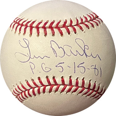 Len Barker Autographed Official Rawlings Major League Baseball w/ PG 5-15-81- Tristar Hologram (Indians/Rangers/Braves/Brewers)-Powers Sports Memorabilia