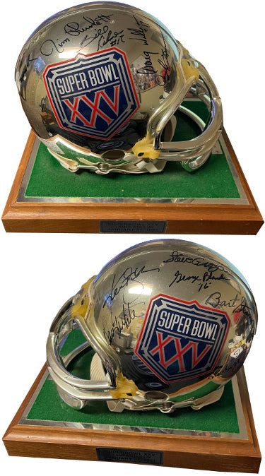 QB LEGENDS Autographed SB XXV RIDDELL Chrome Proline Helmet -BECKETT 12 sigs Bart Starr/George Blanda/Doug Williams-Powers Sports Memorabilia