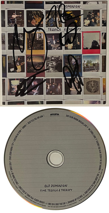 OLD DOMINION Autographed 2021 Time Tequila & Therapy CD Matthew Ramsey/Trevor Rosen /Brad /Whit/Geoff ?Çô COA-Powers Sports Memorabilia