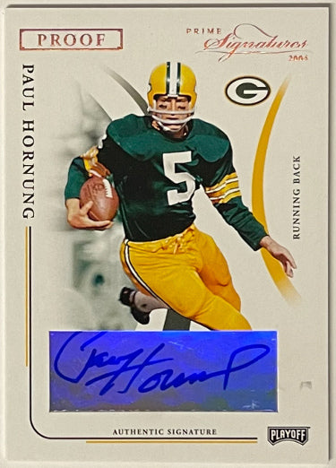 Paul Hornung Autographed 2004 Playoff Prime Signatures Proof Card #39- 09/50 (Green Bay Packers/HOF/Heisman)-Powers Sports Memorabilia