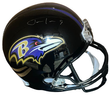 Justin Tucker Autographed Baltimore Ravens NFL Riddell Full Size Rep Helmet #9- Beckett Review-Powers Sports Memorabilia