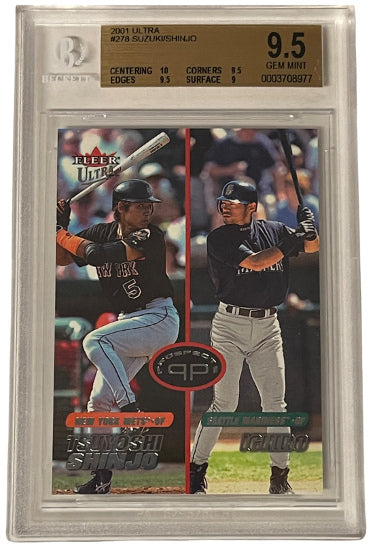 2001 Fleer Ultra Tsuyoshi Shinjo/Ichiro Suzuki Rookie Card #278- SP 052/1499- BGS Graded 9.5 Gem Mint (Subgrades 10 Centering)-Powers Sports Memorabilia