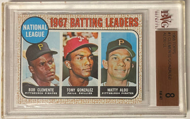 Roberto Clemente 1968 Topps Card #1- BVG Graded 8 NM-MT (Pittsburgh Pirates)-Powers Sports Memorabilia