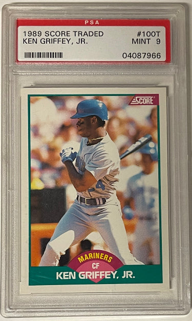 Ken Griffey, Jr. 1989 Score Traded Rookie Card (RC) #100T- PSA Graded 9 Mint (Seattle Mariners)-Powers Sports Memorabilia