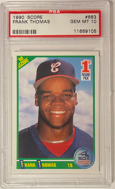 Frank Thomas 1990 Score Rookie Baseball Card #663- PSA Graded 10 Gem Mint (Chicago White Sox)-Powers Sports Memorabilia