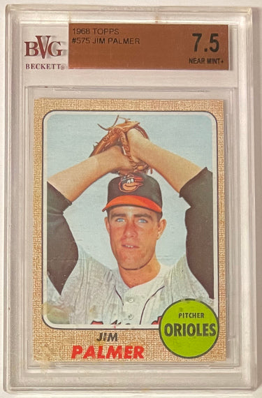 Jim Palmer 1968 Topps Baseball Card #575- BVG Graded 7.5 Near Mint+ (Sub Grades/Baltimore Orioles)-Powers Sports Memorabilia
