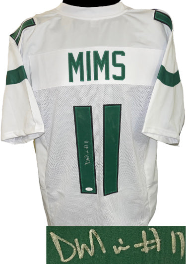 Denzel Mims Autographed New York White Custom Stitched Pro Style Football Jersey #11 XL- JSA Witnessed #WIT018930-Powers Sports Memorabilia
