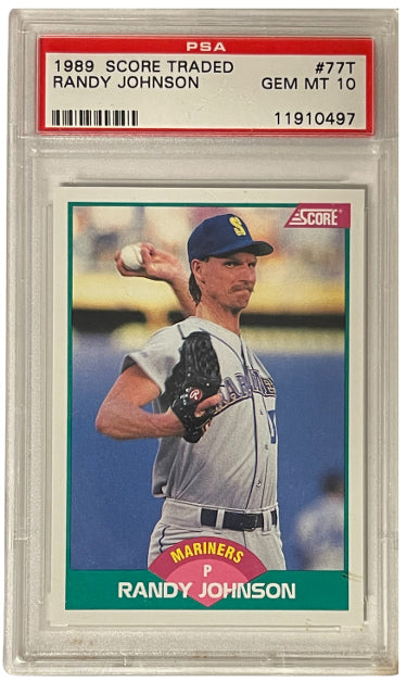 Randy Johnson 1989 Score Traded Rookie Card (RC) #77T- PSA Graded 10 Gem Mint (Seattle Mariners)-Powers Sports Memorabilia