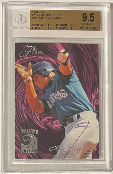 Alex Rodriguez 1994 Flair Wave Rookie Card (RC) #B8- Beckett/BGS Graded 9.5 Gem Mint (Sub Grades/Mariners)-Powers Sports Memorabilia