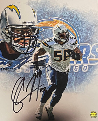 Shawne Merriman Autographed San Diego Chargers 8x10 Photo #56- AWM Hologram-Powers Sports Memorabilia