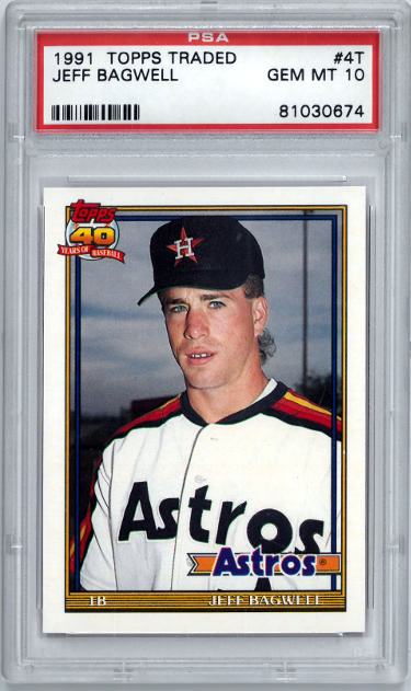 Jeff Bagwell 1991 Topps Traded Rookie Card (RC) #4T- PSA Graded 10 Gem Mint (Houston Astros)-Powers Sports Memorabilia