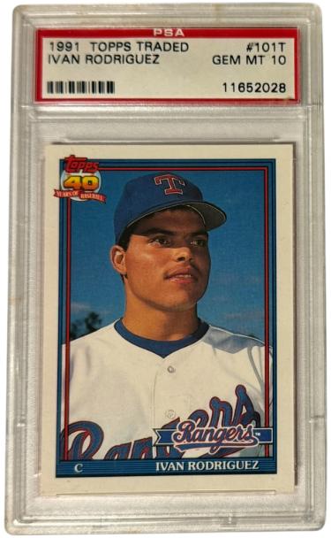 Iván Rodríguez 1991 Topps Traded Rookie Card Rookie #101T - PSA Graded 10 Gem Mint Texas Rangers-Powers Sports Memorabilia