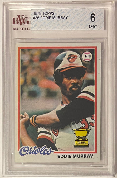 Eddie Murray 1978 Topps All-Star Rookie Card (RC) #36- BVG Graded 6 EX-MT (w/ Sub Grades/8 Centering/Baltimore Orioles)-Powers Sports Memorabilia