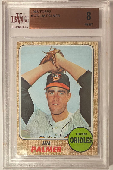 Jim Palmer 1968 Topps Baseball Card #575- BVG Graded 8 NM-MT (Sub Grades/Baltimore Orioles)-Powers Sports Memorabilia