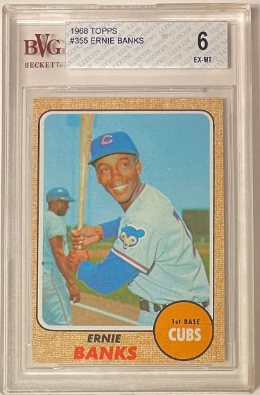 Ernie Banks 1968 Topps Baseball Card #355- BVG Graded 6 EX-MT (Sub Grades/HOF/Chicago Cubs)-Powers Sports Memorabilia