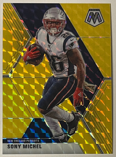 Sony Michel 2020 Panini Mosaic Gold Fluorescent Prizm Card #137- 16/20 (New England Patriots)-Powers Sports Memorabilia