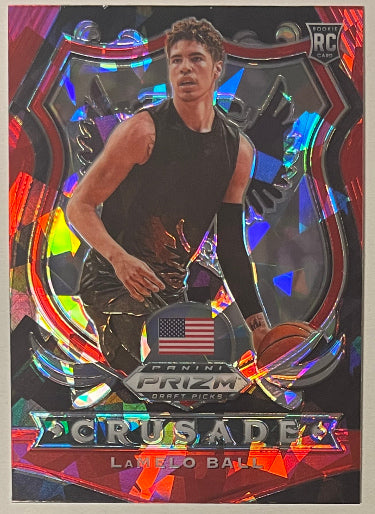 LaMelo Ball 2020-21 Panini Prizm Draft Picks Crusade Red Ice Rookie Card (RC) #83-Powers Sports Memorabilia