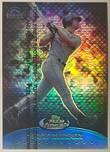Todd Helton 1999 Topps Finest Refractor Card #TF9- 089/150 (w/ Coating/Colorado Rockies)-Powers Sports Memorabilia