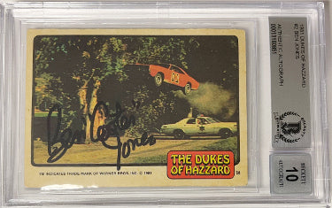 Ben Jones Autographed 1981 The Dukes of Hazzard w/ Cooter Trading Card #2- BAS/Beckett Graded 10 Autograph-Powers Sports Memorabilia