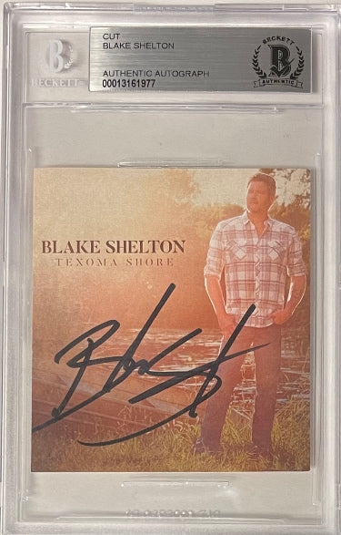 Blake Shelton Autographed 2017 Texoma Shore 2x3 Mini Album Cover Promo Cut Sig- BAS/Beckett Encapsulated #00013161977-Powers Sports Memorabilia