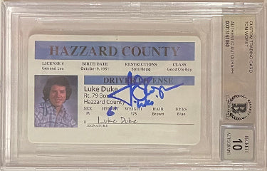Tom Wopat Autographed Luke Duke Hazzard County Rep Driver's License- Beckett/BAS Graded 10 Auto- Dukes Of Hazzard-Powers Sports Memorabilia