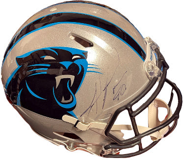 Julius Peppers Autographed Carolina Panthers Official Riddell Full Size NFL Proline Helmet #90- Beckett Review (Light sig)-Powers Sports Memorabilia