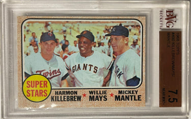 1968 Topps Mickey Mantle/Willie Mays/Harmon Killebrew Card #490- BVG Graded 7.5 Near Mint+ (Subgrades/Yankees/Giants/Twins)-Powers Sports Memorabilia