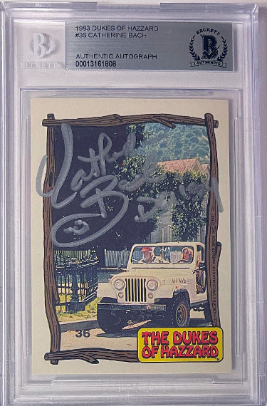 Catherine Bach Autographed 1983 The Dukes of Hazzard Trading Card #36- Daisy- BAS/Beckett Encapsulated-Powers Sports Memorabilia