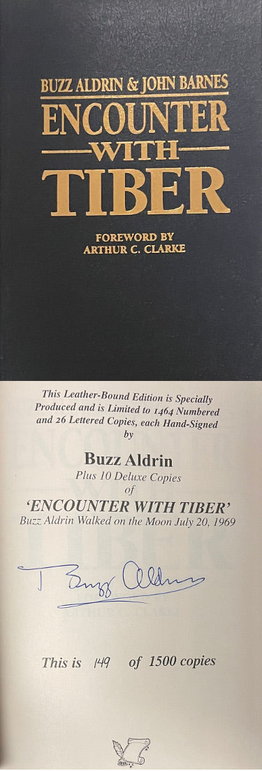 Buzz Aldrin Autographed Encounter With Tiber Flat Autographed Press Leather Book- Beckett Review- #149/1500 (Apollo 11)-Powers Sports Memorabilia