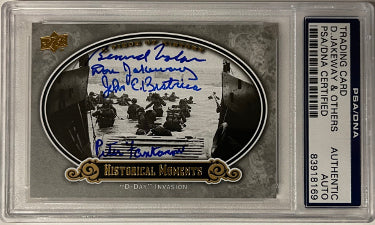 John Bistrica/Peter Fantacone/Don Jakeway/ Bernard Nolan Autographed 1944 D-day Upper Deck Historical Card?ÇôPSA Authentic Encapsulated-Powers Sports Memorabilia