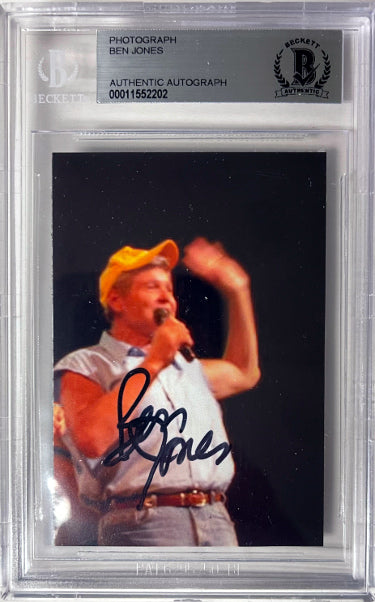 Ben Jones Autographed The Dukes of Hazzard 2.25x3.5 Photo (Cooter)- BAS/Beckett Encapsulated-Powers Sports Memorabilia