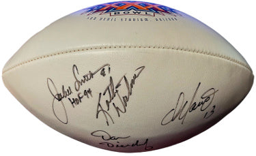 Dan Marino/Dan Dierdorf/Jackie Smith/Keith Wortman Autographed Wilson NFL SB XXX Logo Football (4-sigs)- Beckett Review-Powers Sports Memorabilia