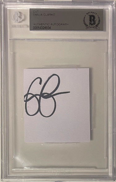 Emilia Clarke Autographed 2x2 Cut- Beckett/BAS Encapsulated (Game of Thrones/Solo: A Star Wars Story)-Powers Sports Memorabilia