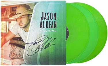 Jason Aldean Autographed 2021 "Macon Georgia" Album Cover/LP/Lt Ed Triple Green Vinyl/Record- JSA #AB47567-Powers Sports Memorabilia