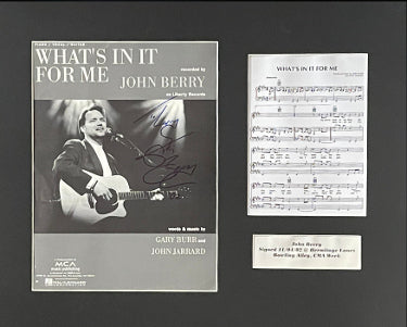 John Berry Autographed What's In It For Me Original Sheet Music Custom Matted 16x20- COA-Powers Sports Memorabilia