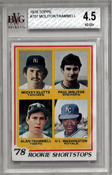 1978 Topps Rookie Shortstops Paul Molitor/Alan Trammell Card #707-BVG Graded 4.5 VG-EX+ (7.5 Centering/Edges/Sub Grades/Brewers)-Powers Sports Memorabilia