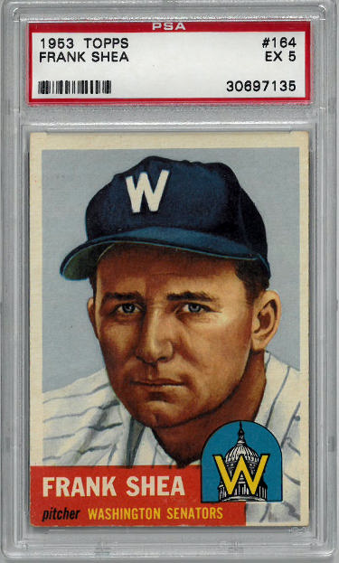 Frank Shea 1953 Topps Baseball Card #164- PSA Graded 5 EX (Washington Senators)-Powers Sports Memorabilia