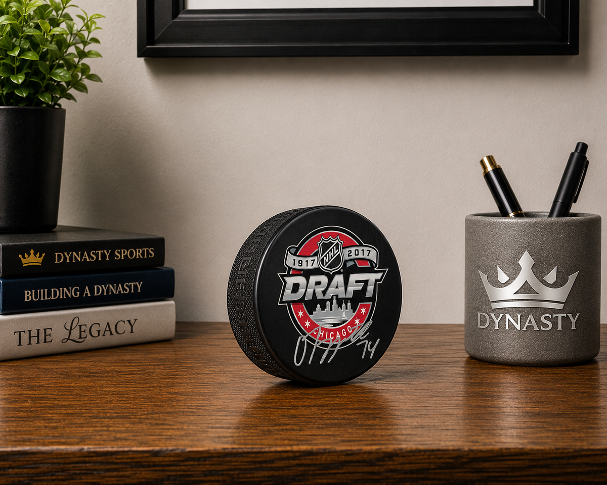 Owen Tippett Signed Philadelphia Flyers 2017 Draft Hockey Logo Puck - Silver Signature-Powers Sports Memorabilia