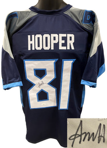 Austin Hooper Autographed Tennessee Navy Custom Stitched Pro Style Football Jersey XL- JSA Witnessed-Powers Sports Memorabilia