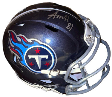 Austin Hooper Autographed Tennessee Titans Riddell Speed Navy Mini Helmet #81- JSA Witnessed-Powers Sports Memorabilia