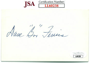 Dave "Boo" Ferriss Autographed 3X5 Index Card- JSA #LL60238 (Boston Red Sox)-Powers Sports Memorabilia