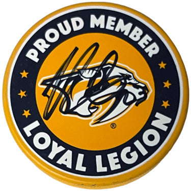 Rocco Grimaldi Autographed Nashville Predators Proud Member Loyal Legion NHL Hockey Puck #23- COA-Powers Sports Memorabilia