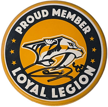 Alexandre Carrier Autographed Nashville Predators Proud Member Loyal Legion NHL Hockey Puck #45- COA-Powers Sports Memorabilia