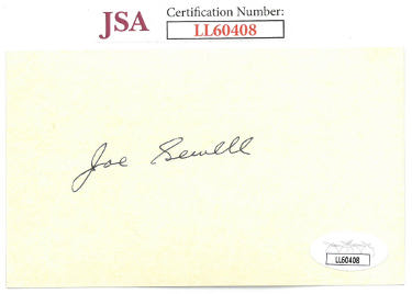 Joe Sewell Autographed 3X5 Index Card- JSA #LL60408 (Cleveland Indians/New York Yankees)-Powers Sports Memorabilia