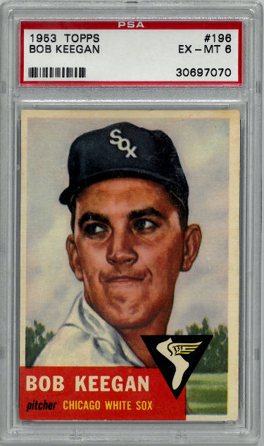 Bob Keegan 1953 Topps Baseball Card #196- PSA Graded 6 EX-MT (Chicago White Sox)-Powers Sports Memorabilia