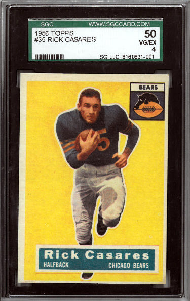 Rick Casares 1956 Topps Football Card #35- SGC Graded 50- VG EX 4 (Chicago Bears)-Powers Sports Memorabilia