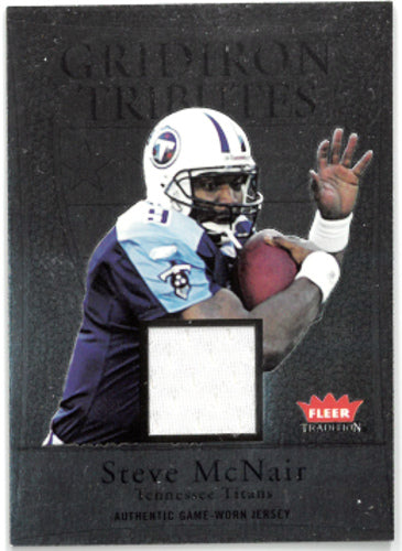 Steve McNair 2004 Fleer Tradition Authentic Game Worn Jersey Card #GT-SM (Tennessee Titans/Gridiron Tributes)-Powers Sports Memorabilia