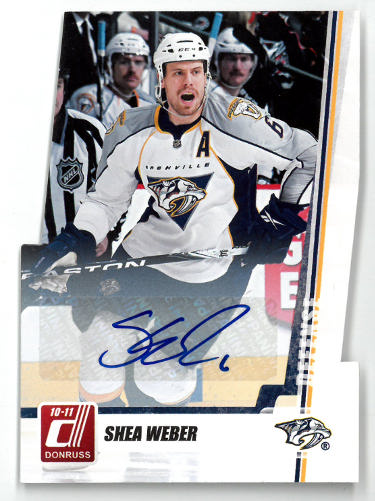 Shea Weber Autographed 2010-11 Donruss Panini Auto Die Cut Card #9- 24/25 (Nashville Predators)-Powers Sports Memorabilia